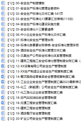 【12】精编安全生产管理制度汇编